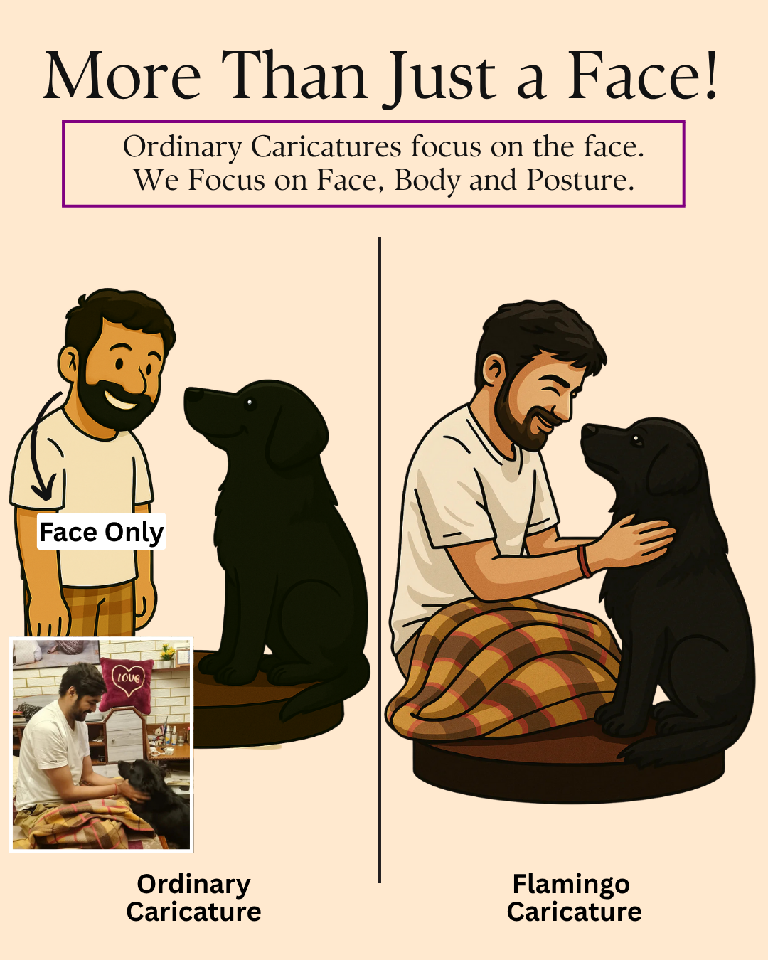 Flamingo Pet Caricature | Gift for Pet Lovers