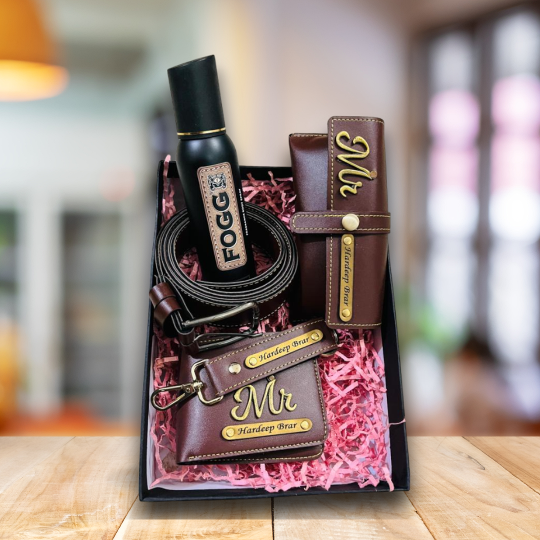 Flamingo Personalized Wallet & Belt Combo with Perfume | Premium Gift Hampers for Him