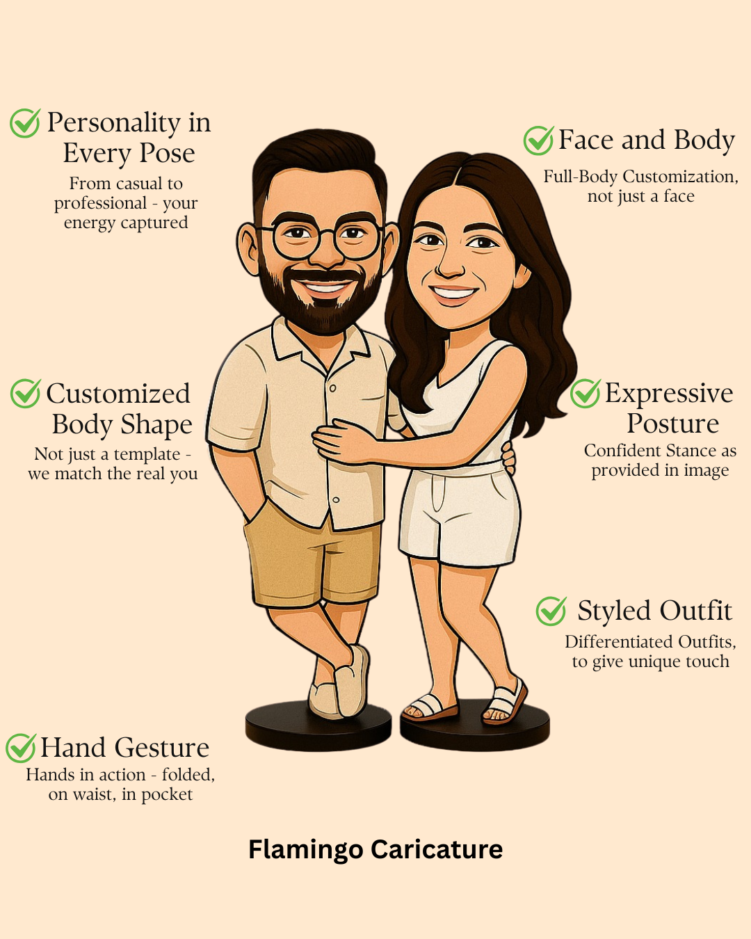 Flamingo Couple Caricature | Cute Gift for Two Hearts