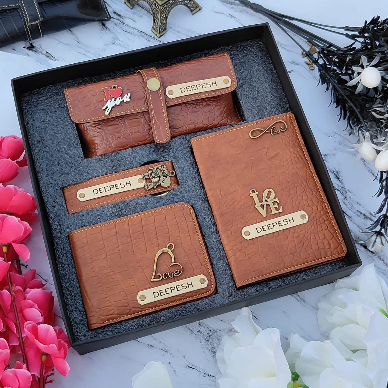 Flamingo Croc Leather 4 PC's Combo Gift For Men