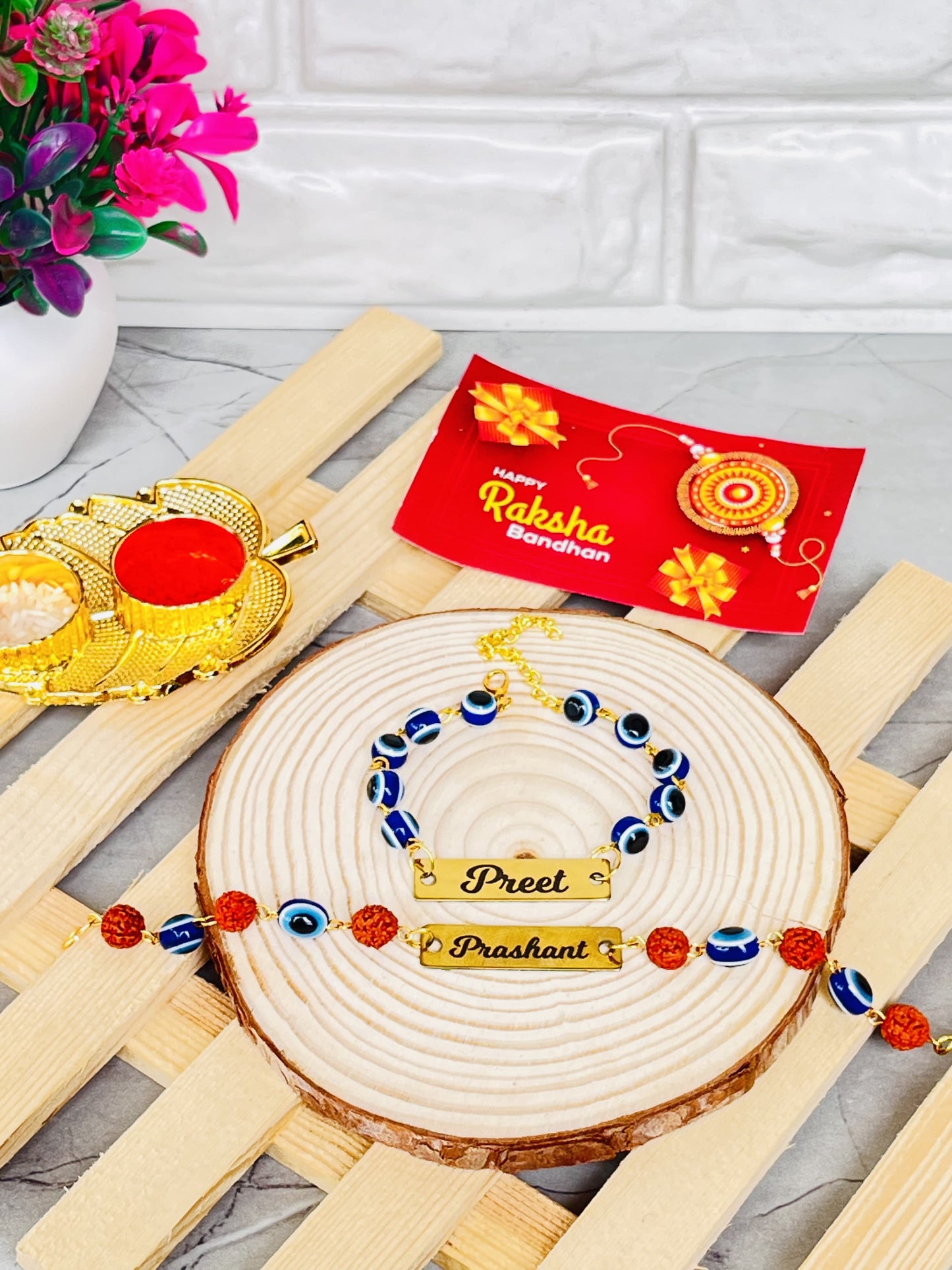 Flamingo Bhai Bhabhi Evil Eye Metal Rakhi
