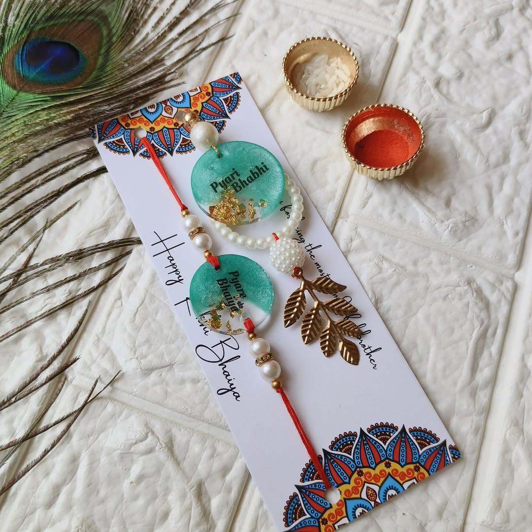 Flamingo Couple Name Resin Rakhi