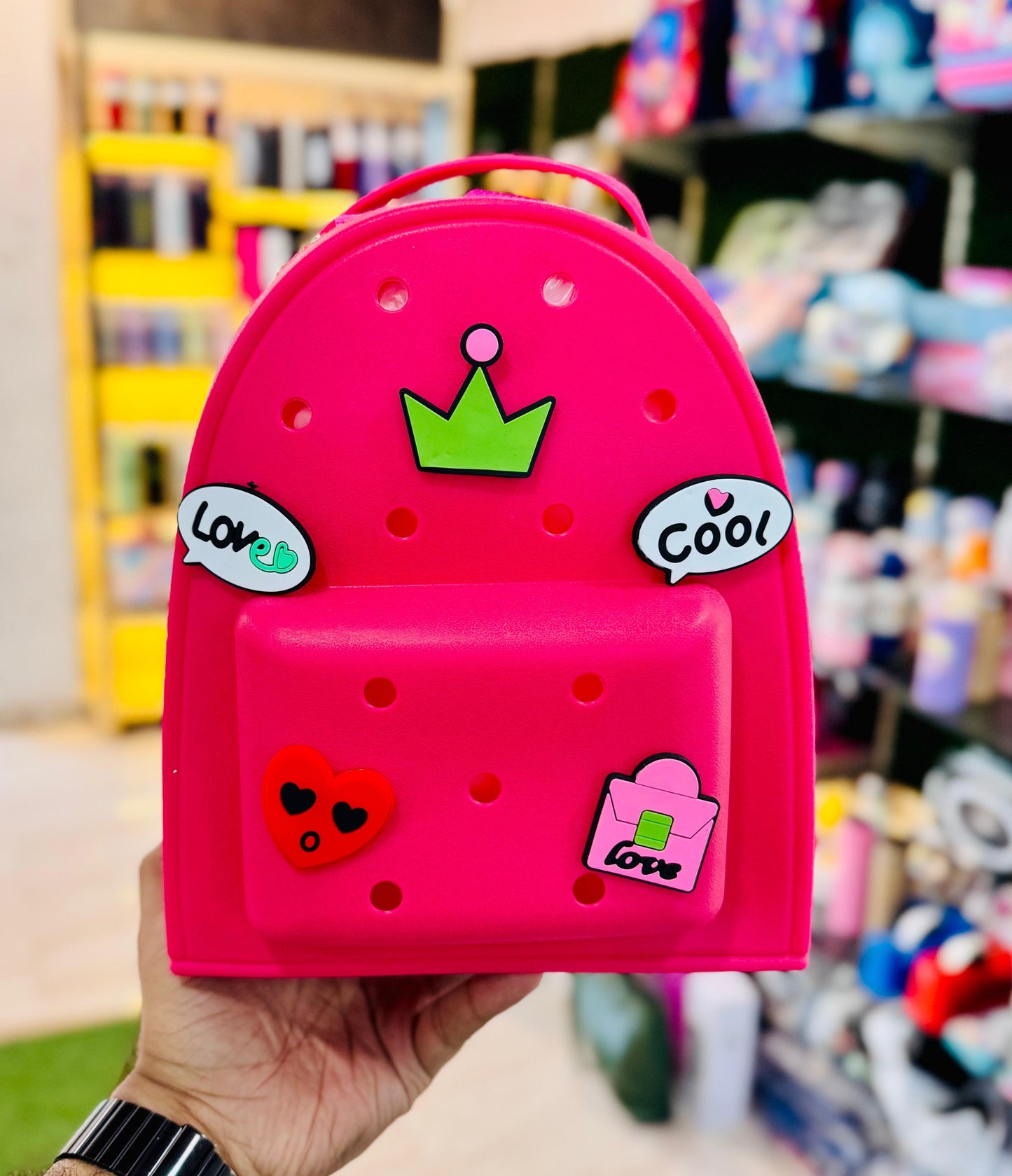 Flamingo Crocs Backpack with Comfortable Straps and Big Space