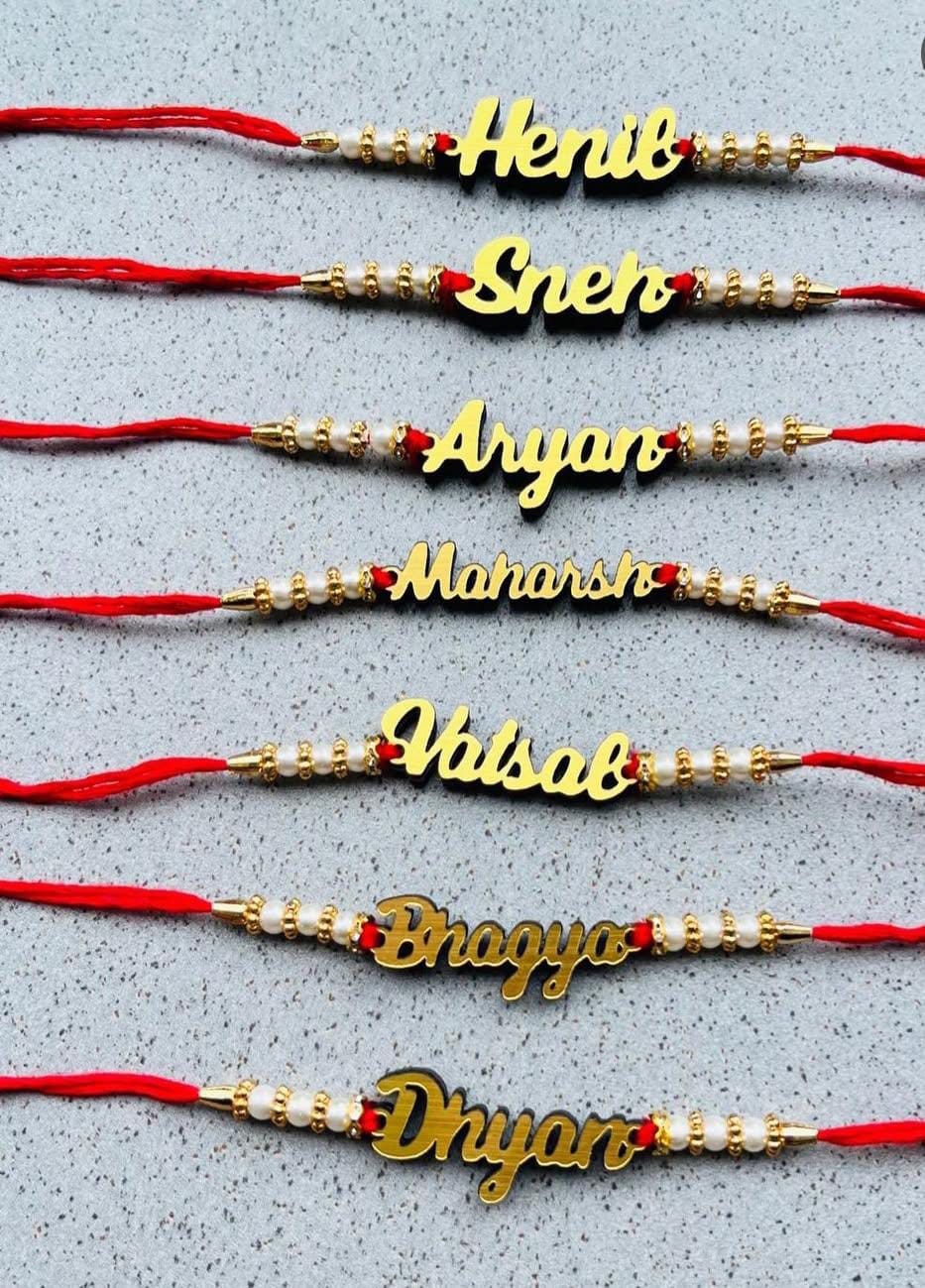 Flamingo Customized Name Cutout Rakhi with Dori