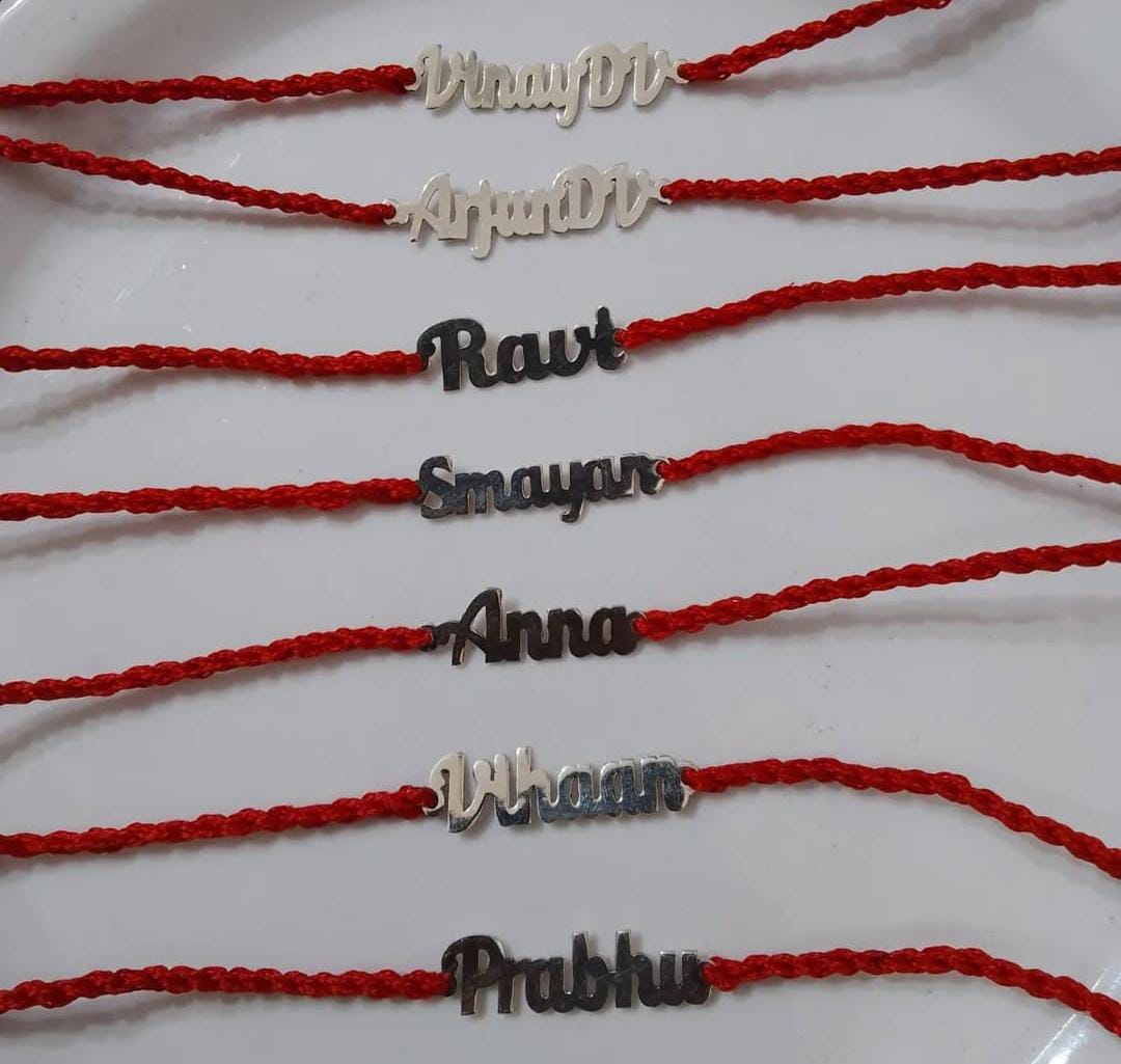 Flamingo Customized Name Cutout Rakhi with Dori