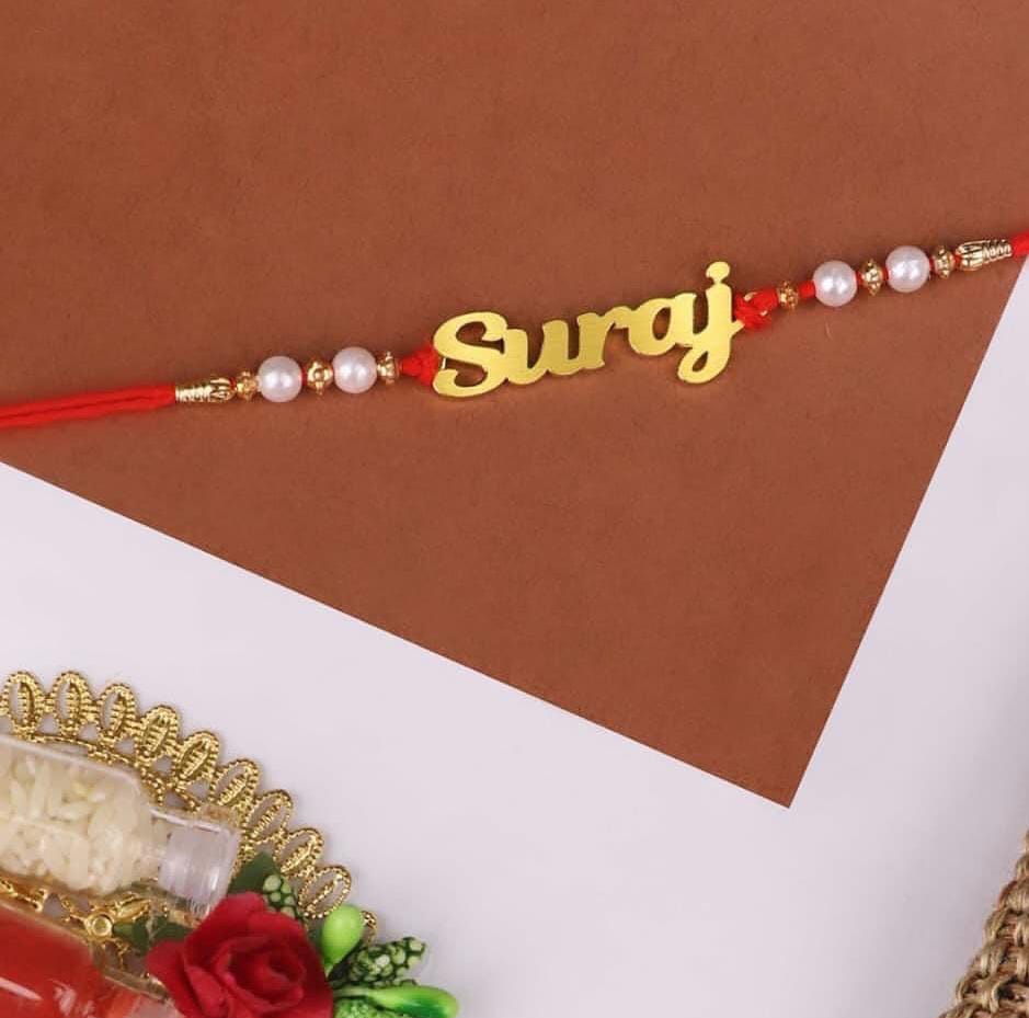 Flamingo Customized Name Cutout Rakhi with Dori