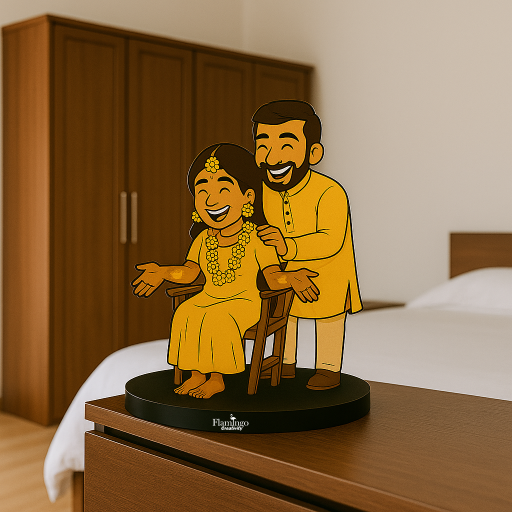 Flamingo Brother-Sister Caricature – A Rakhi Memory You Can Hold