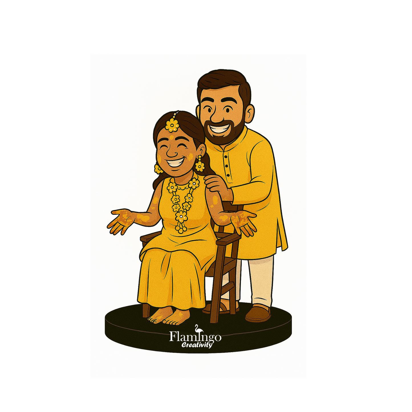 Flamingo Brother-Sister Caricature – A Rakhi Memory You Can Hold