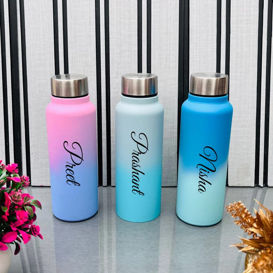 Flamingo Dual Shade Steel Bottle | Personalized 500ML Bottle with Name