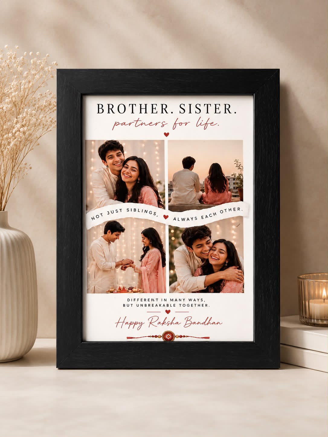 Flamingo Personalized Brother Sister Photo Frame | Custom Raksha Bandhan Gift