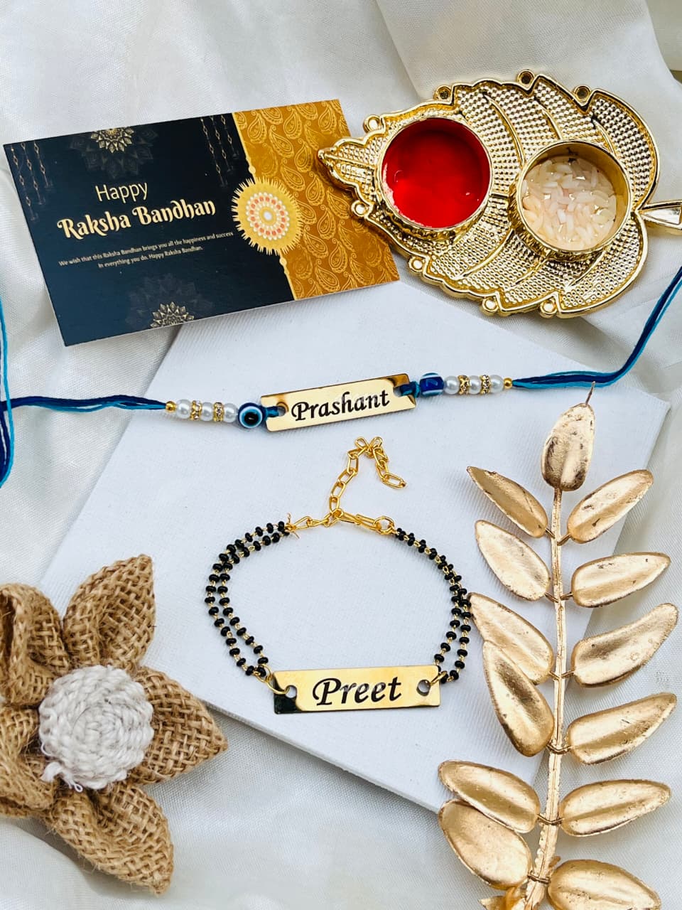Flamingo Raksha Bandhan Mini Combo – Bhai Bhabhi Rakhi | Personalized Rakhi Gift Set