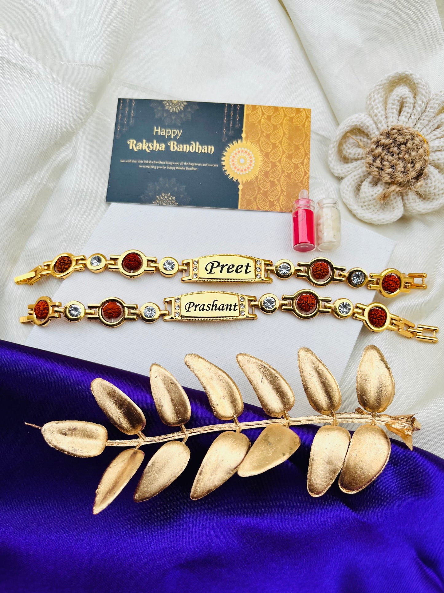 Flamingo Raksha Bandhan Special – Personalized Rudraksh Diamond Rakhi Bracelet