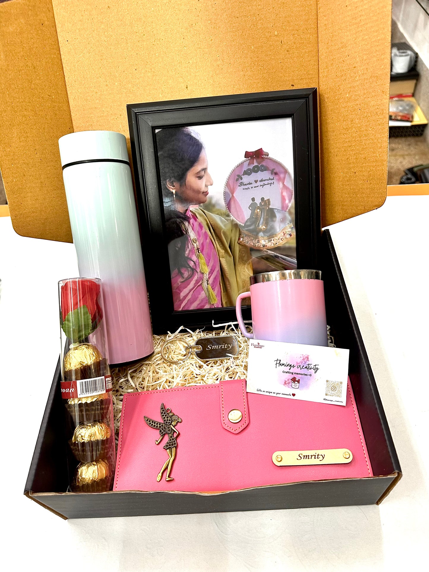 Flamingo Gift Hampers for Her: Personalized Wallet For Women, Mug, Chocolate Rose & More!