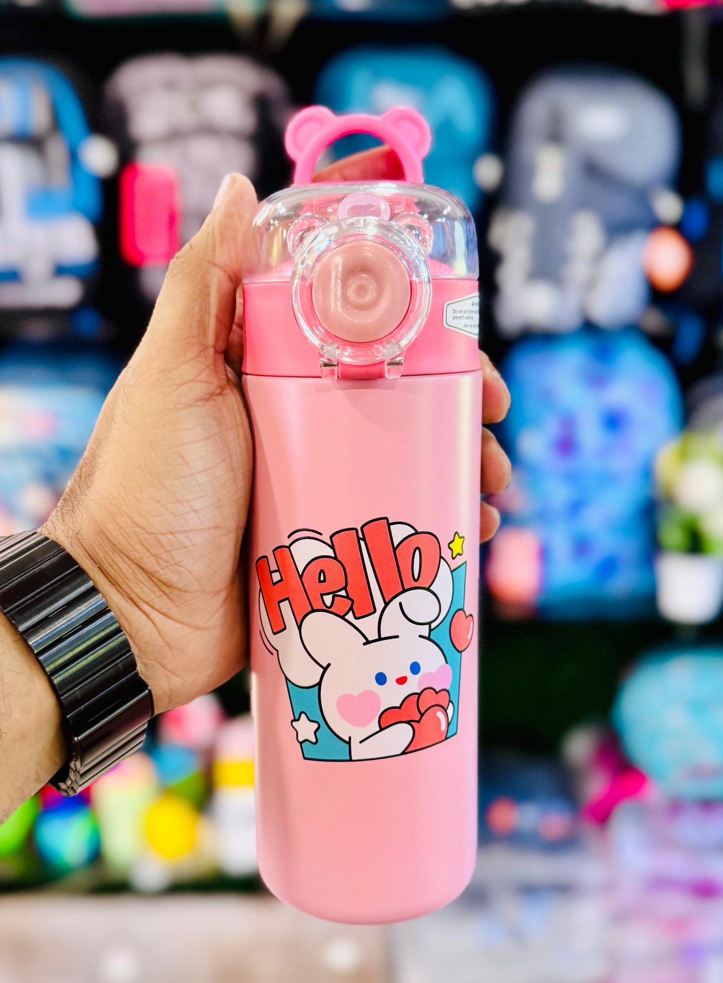 Flamingo Insulated Steel Straw Bottle 500ml with Snap Lock and Double Valve