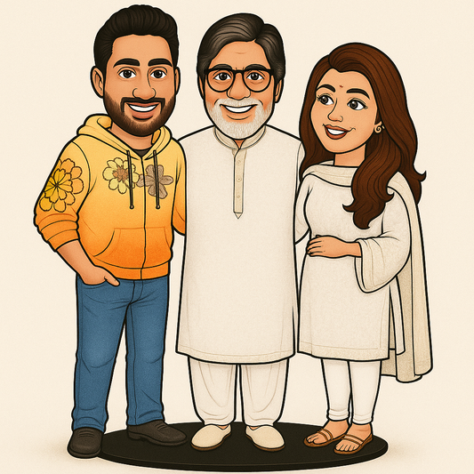 Flamingo Family Caricature | 3 Member Family Caricature