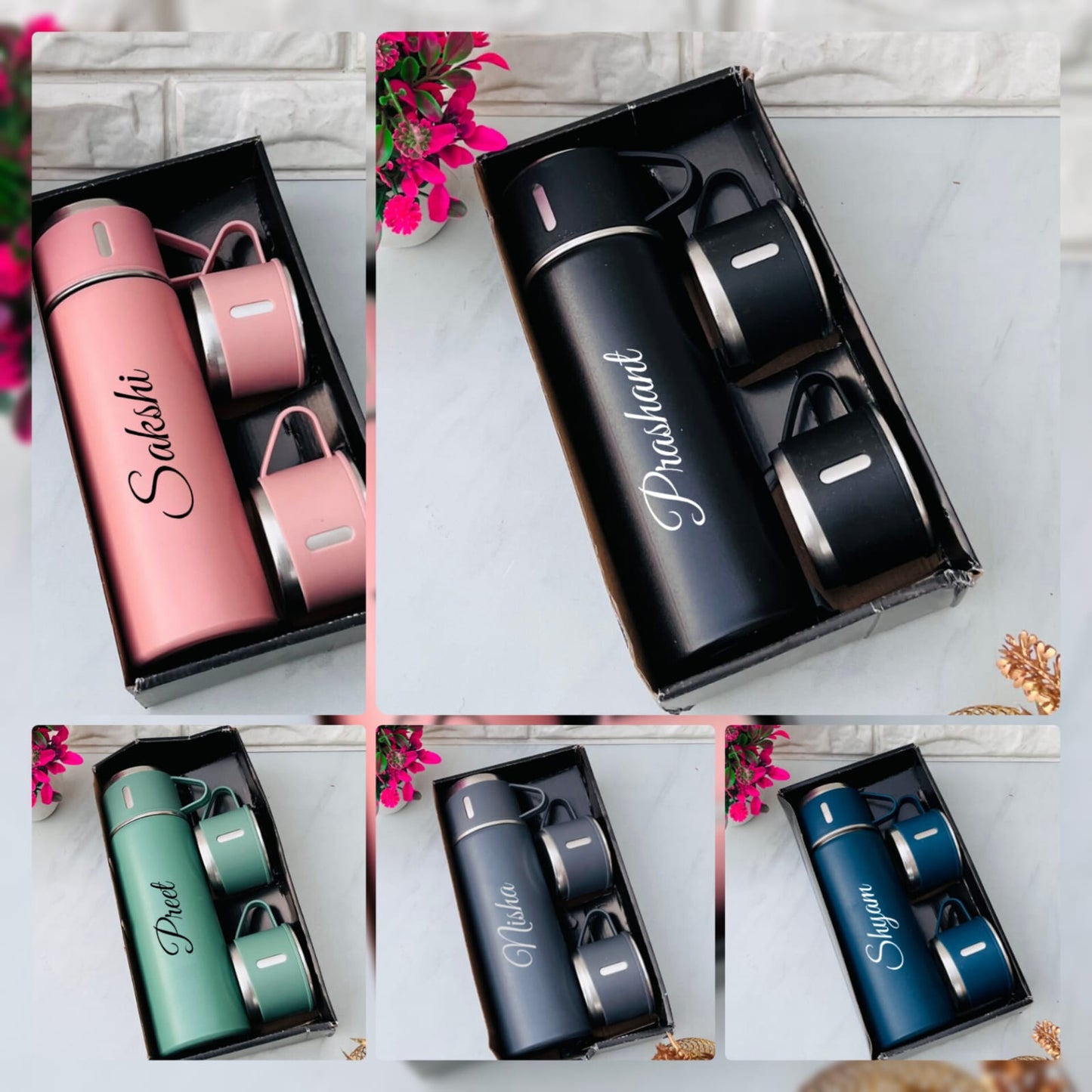 Flamingo Personalized Vacuum Flask Set
