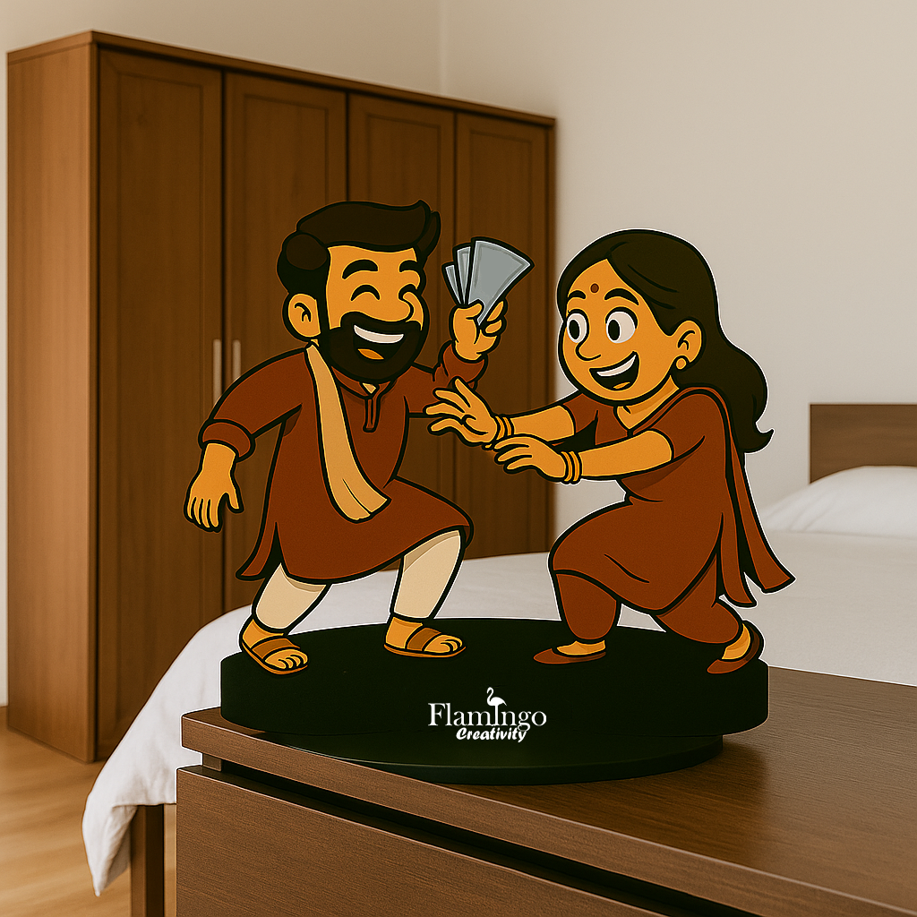 Flamingo Rakhi Brother-Sister Caricature – A Cute Memory to Keep Forever