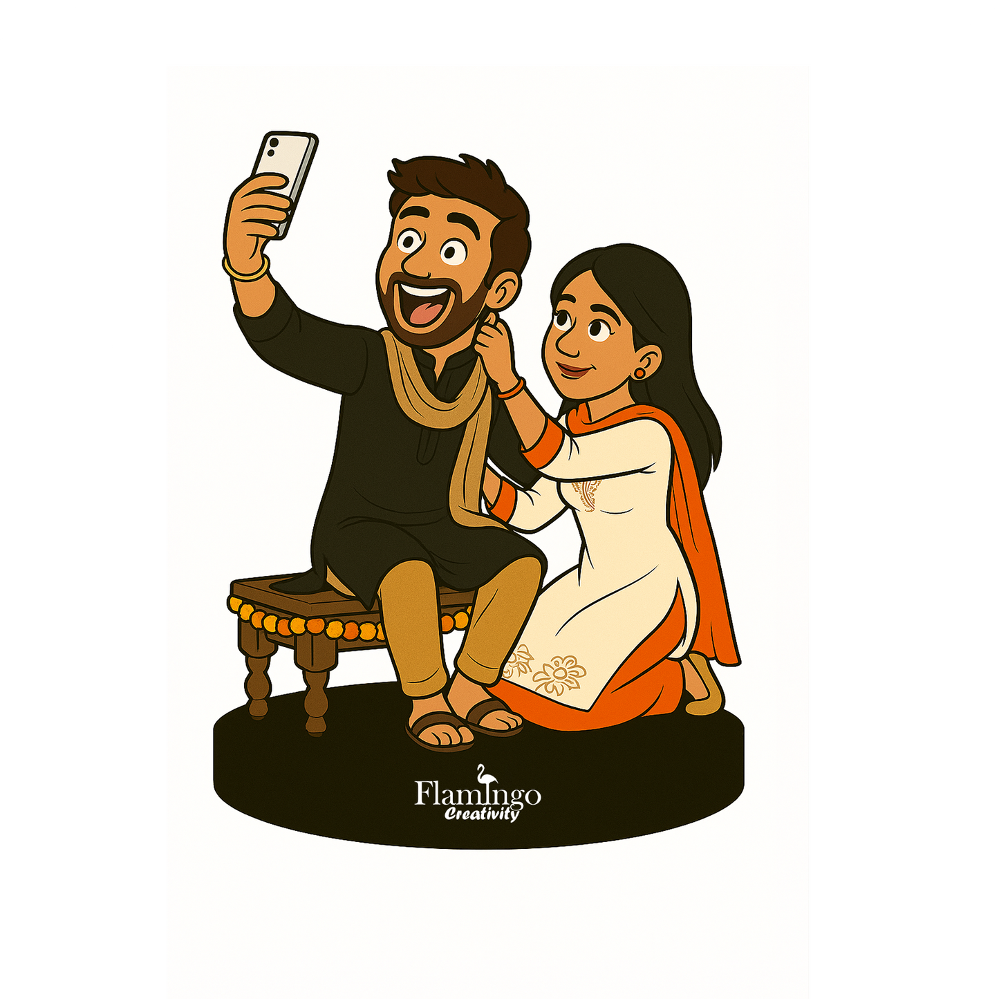 Flamingo Raksha Bandhan Custom Caricature