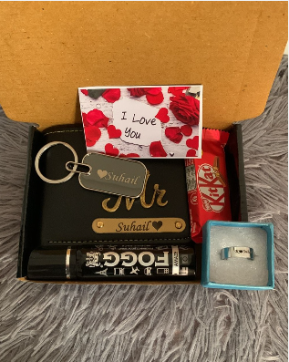 Flamingo Unique Gift Hamper for Boyfriend: Personalized Wallet, Name Keychain, Perfume & More
