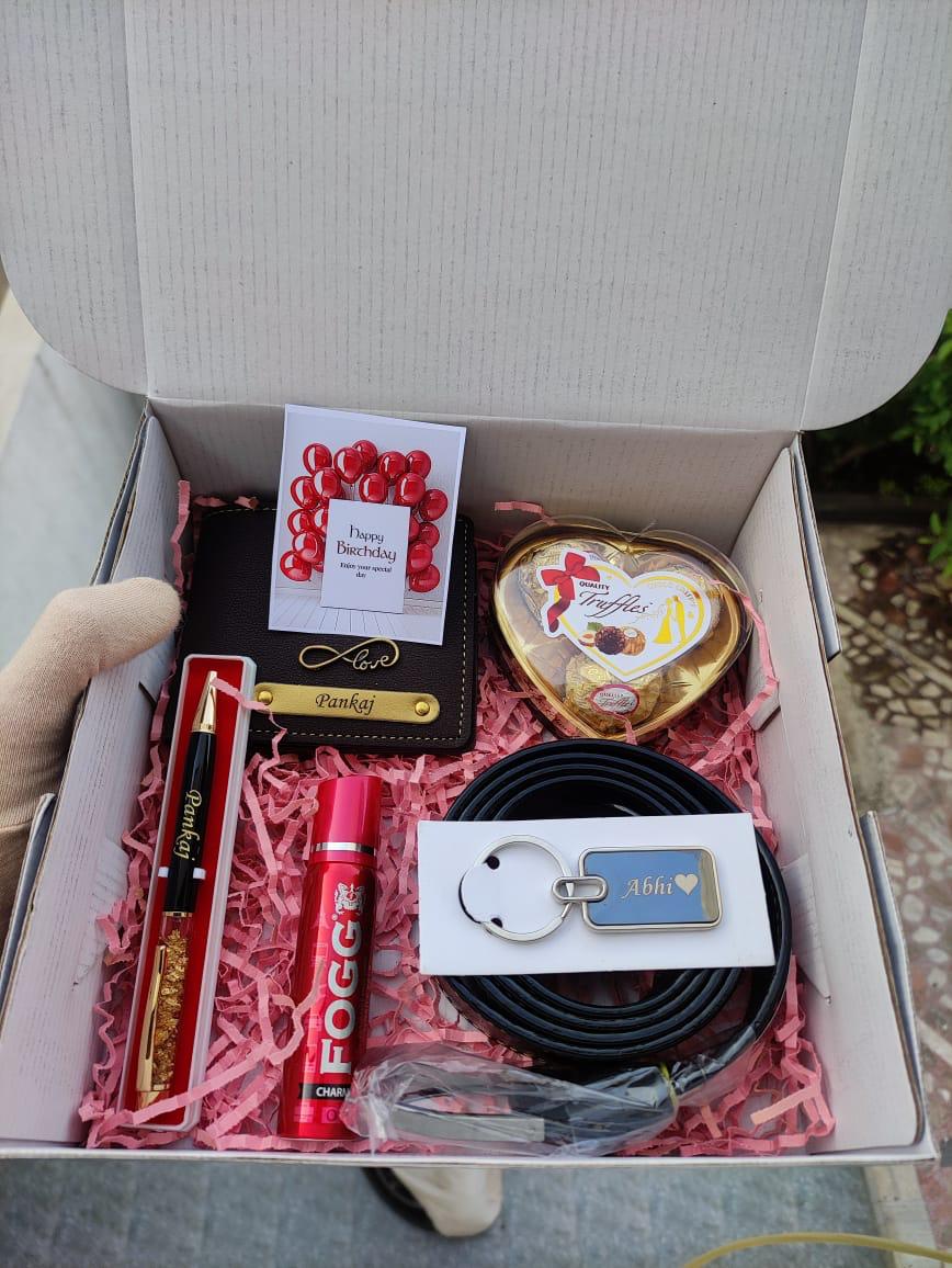 Flamingo Personalized Hamper for Husband: Name Printed Pen, Chocolate Heart Shape & More!