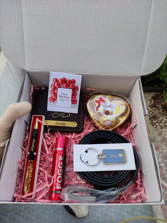 Flamingo Personalized Hamper for Husband: Name Printed Pen, Chocolate Heart Shape & More!