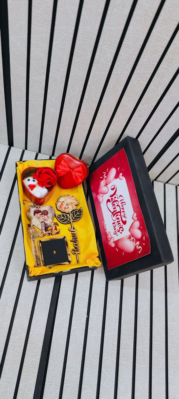 Flamingo Personalized Valentines Gifts Combo - Name Rose, Photo Keychain & More!