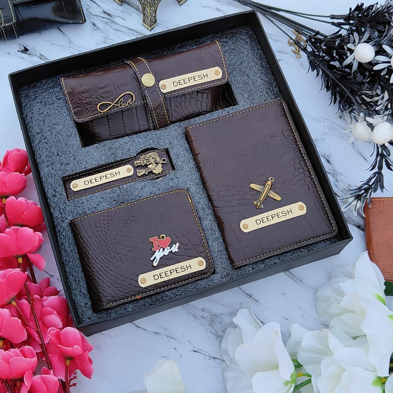 Flamingo Croc Leather 4 PC's Combo Gift For Men