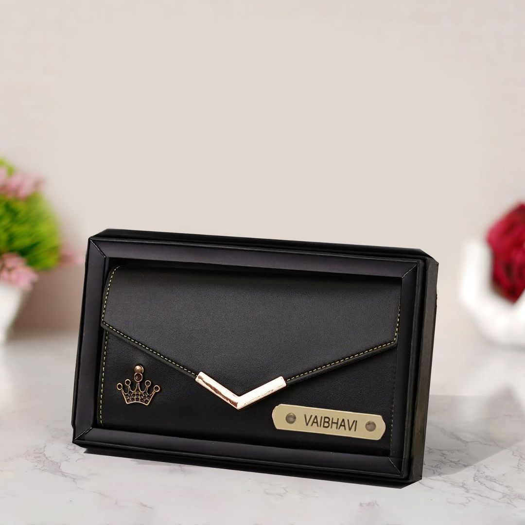 Flamingo Personalized 3-Fold Premium Leather Purse with Name & Charm