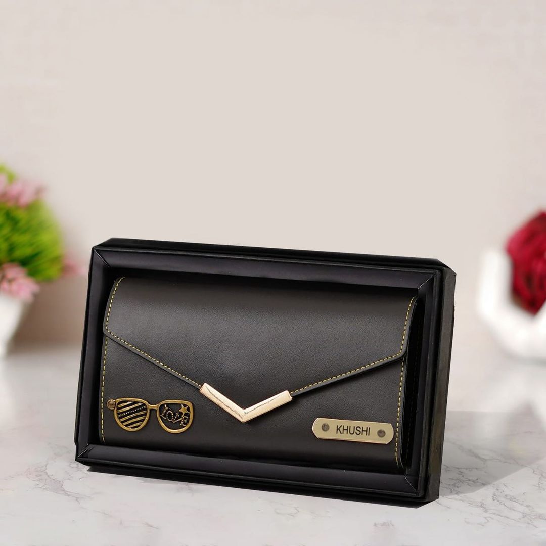 Flamingo Personalized 3-Fold Premium Leather Purse with Name & Charm