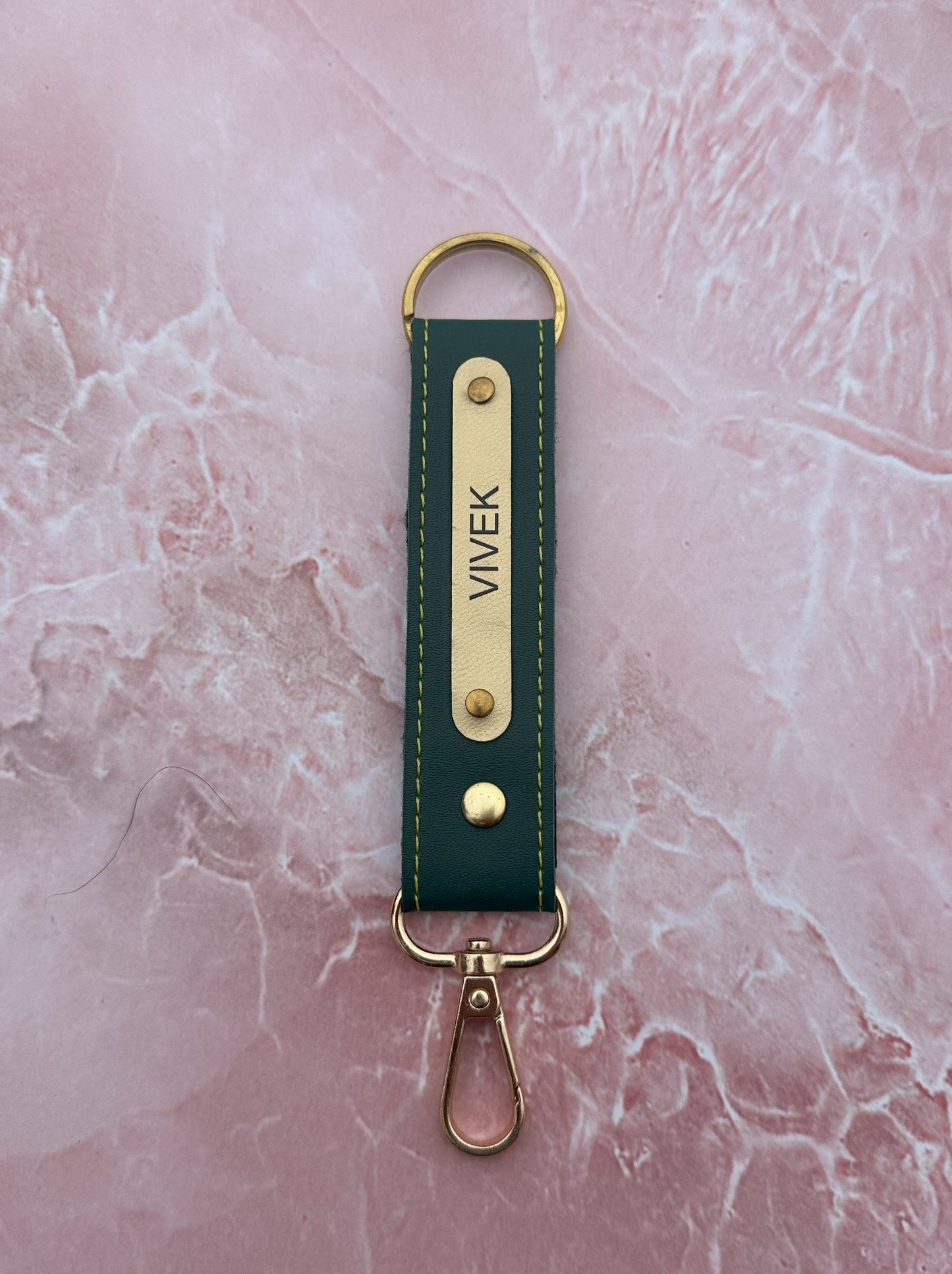Flamingo Leather Keychain