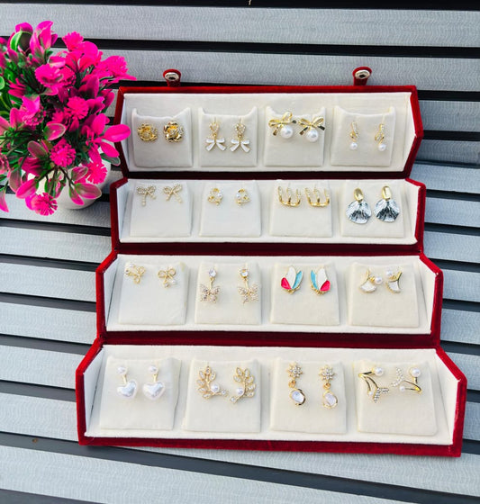 Flamingo 14 Pair Earring Set with Custom Name Box