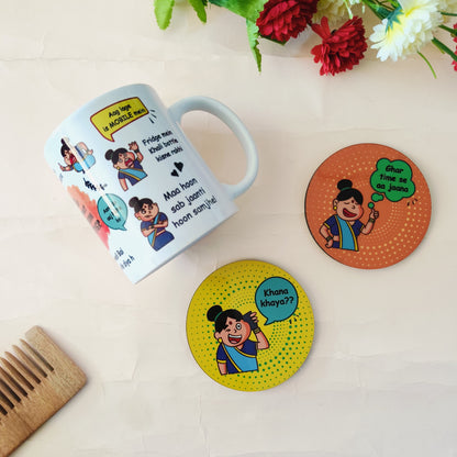 Flamingo Mother’s Day Hamper – Ceramic Mug with Quirky One-Liners & Tea Coasters