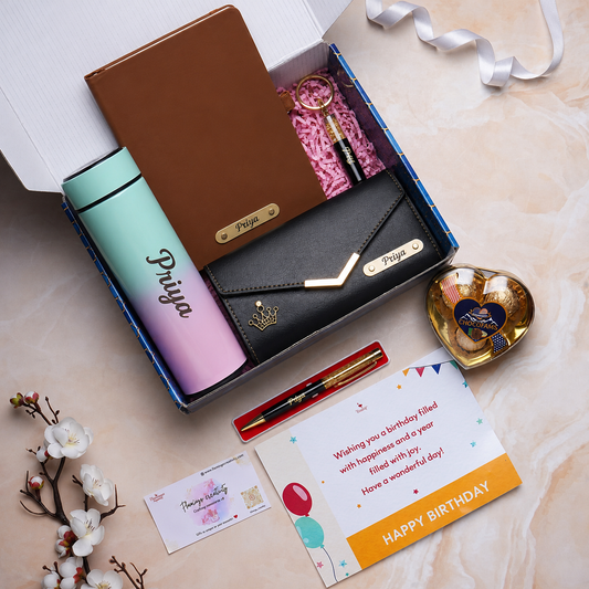 Flamingo Women’s Premium Hamper | Stylish Gift Box with Multi Colour Temperature Bottle, 3 Fold Clutch, Diary & More!