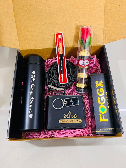 Flamingo Personalized Gifts for Men - Custom Bottles, Key Ring, Pen, Personalized Perfume, Belt and Purse Combo
