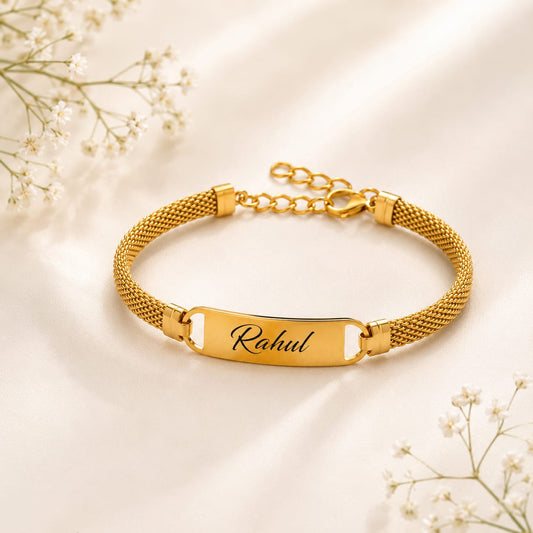 Flamingo Personalized Imported Bending Rakhi | Premium Name Engraved Chain Rakhi