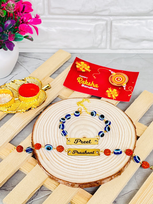 Flamingo Bhai Bhabhi Evil Eye Metal Rakhi