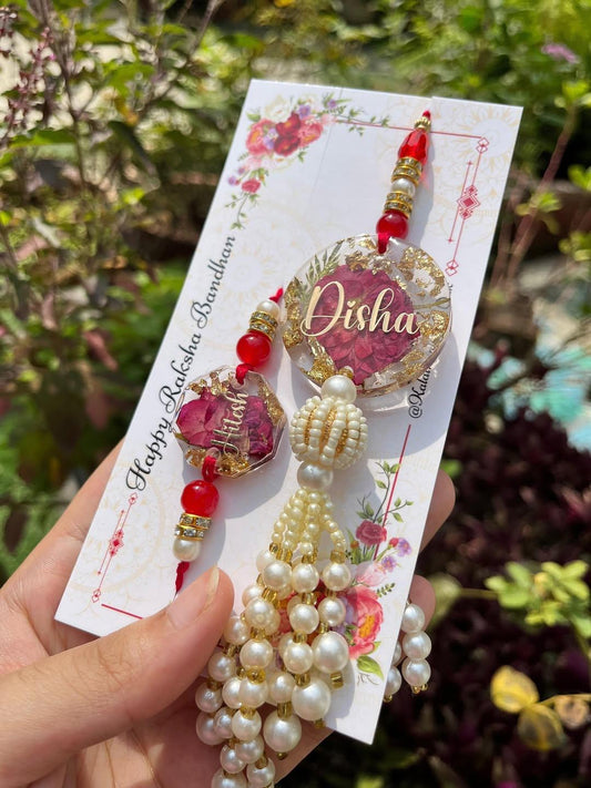 Flamingo Couple Name Resin Rakhi