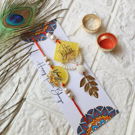 Flamingo Couple Name Resin Rakhi