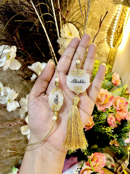 Flamingo Name Resin Rakhi for Bhaiya Bhabhi