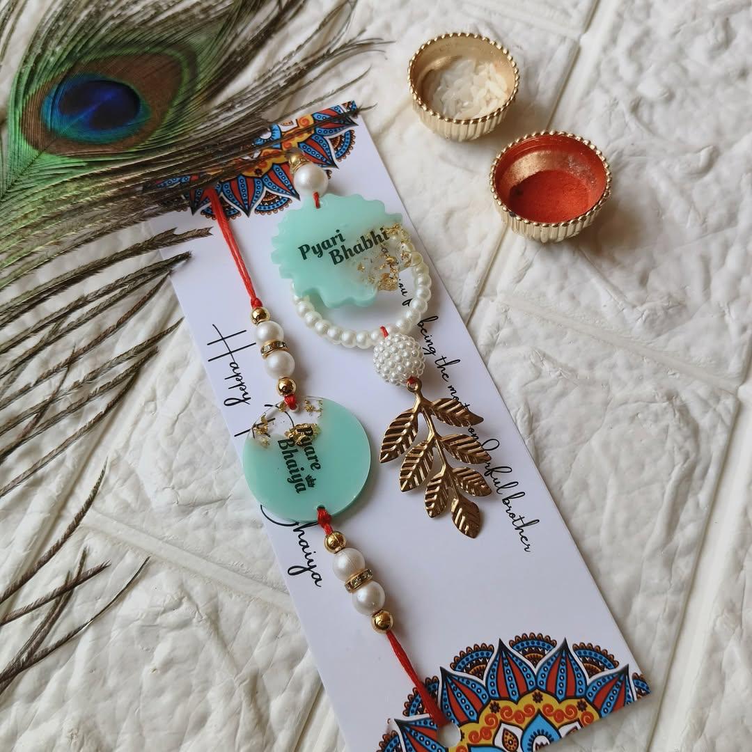 Flamingo Couple Name Resin Rakhi