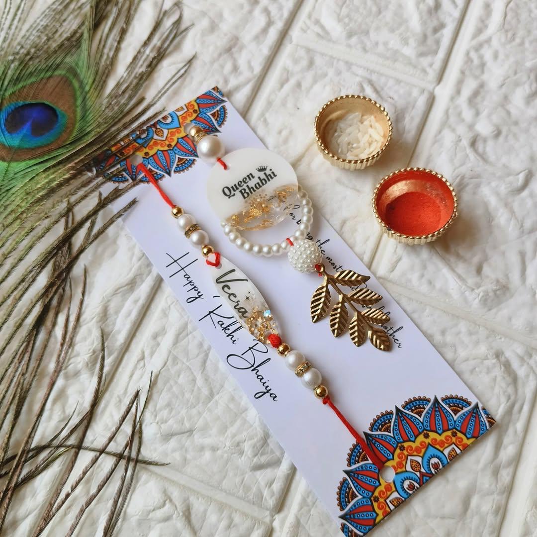 Flamingo Couple Name Resin Rakhi
