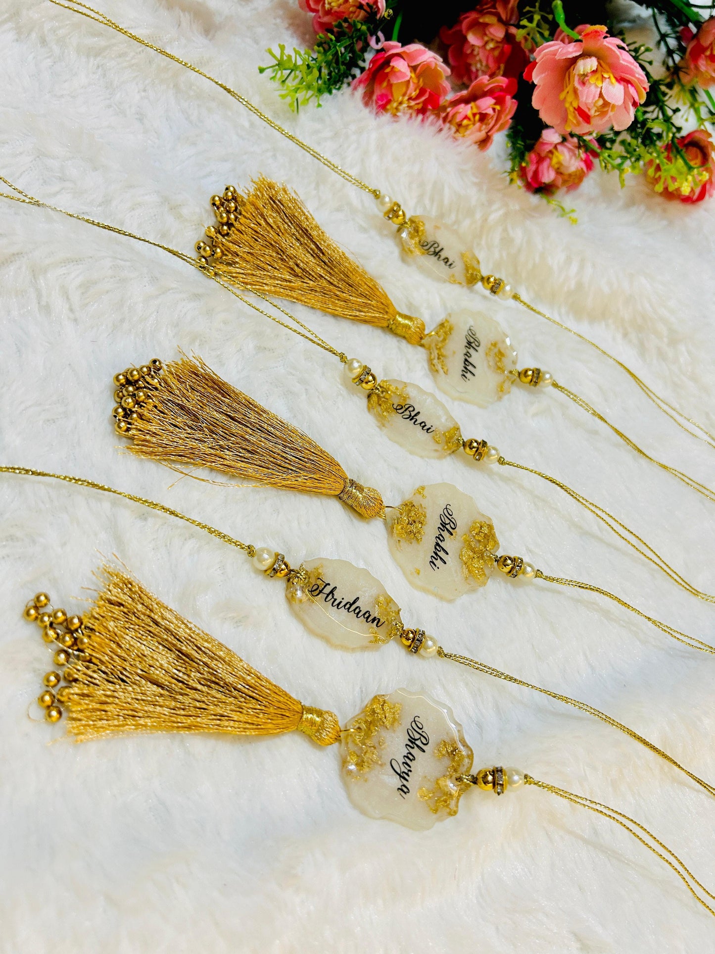 Flamingo Name Resin Rakhi for Bhaiya Bhabhi