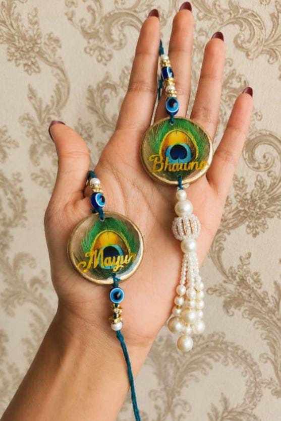 Flamingo Personalized Couple Rakhi | Premium Name Rakhi for Couples