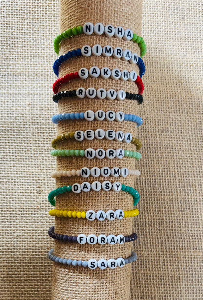 Flamingo Custom Name Bead Bracelet Rakhi