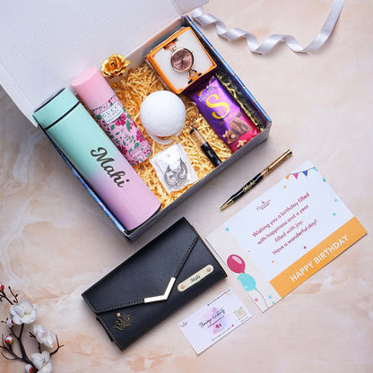 Flamingo Customized Ladies Gift Hamper with Moon Lamp with Stand, Heavy Watch, Earrings & More!