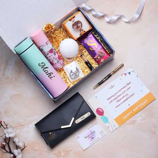 Flamingo Customized Ladies Gift Hamper with Moon Lamp with Stand, Heavy Watch, Earrings & More!