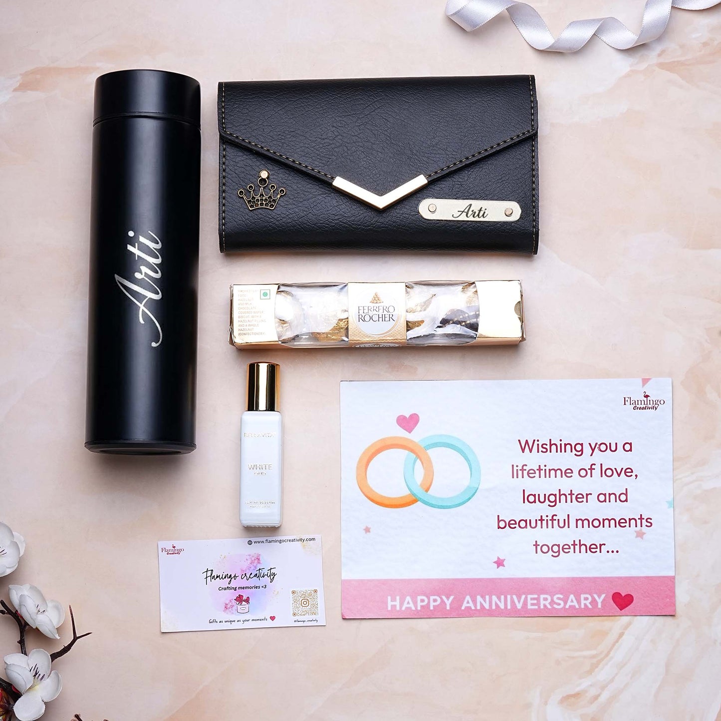 Flamingo Customized Gift Hampers for Her | Nexon 3 Fold Purse, Temperature Bottle & More!