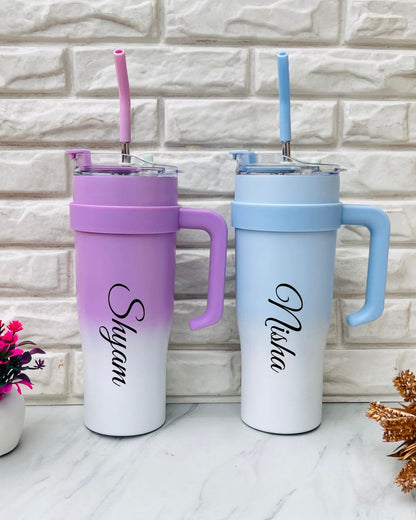 Flamingo Dual Shade Tumbler with Name Customization(random multicolor)