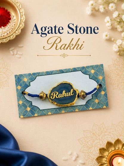 Flamingo Agate Stone Name Rakhi | Personalized Raksha Bandhan Rakhi