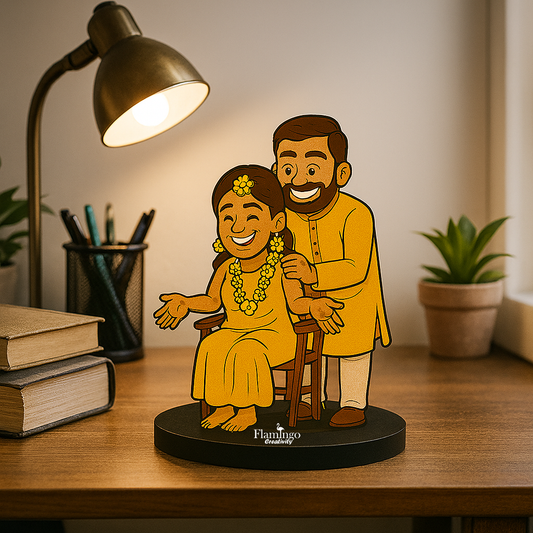 Flamingo Brother-Sister Caricature – A Rakhi Memory You Can Hold